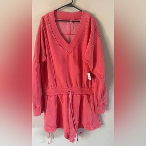 Free People FP Movement Intercept Romper in hibiscus tulip pink, NWT size XL